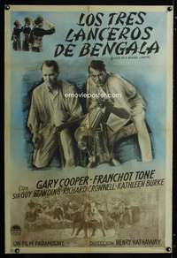 p746 LIVES OF A BENGAL LANCER Argentinean movie poster '35 Gary Cooper