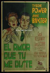 p750 LUCK OF THE IRISH Argentinean movie poster '48 Tyrone Power