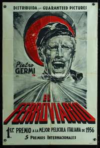 p752 MAN OF IRON Argentinean movie poster '56 striking Venturi art!