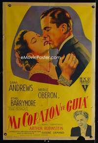 p766 NIGHT SONG Argentinean movie poster '48 Andrews, Merle Oberon