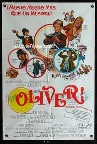 p772 OLIVER Argentinean movie poster '69 Charles Dickens, Ron Moody