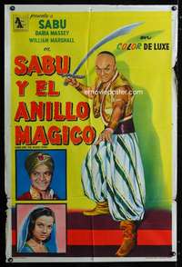 p805 SABU & THE MAGIC RING Argentinean movie poster '57 Marshall