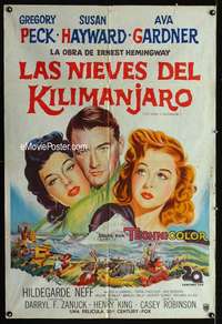 p816 SNOWS OF KILIMANJARO Argentinean movie poster '52 Greg Peck