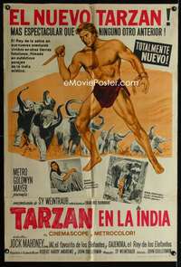 p826 TARZAN GOES TO INDIA Argentinean movie poster '62 Jock Mahoney