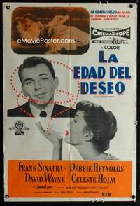 p828 TENDER TRAP Argentinean movie poster '55 Sinatra, Debbie Reynolds