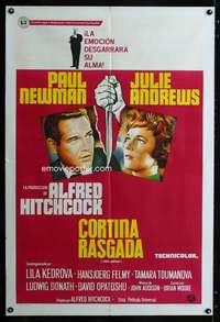 p834 TORN CURTAIN Argentinean movie poster '66 Paul Newman, Hitchcock
