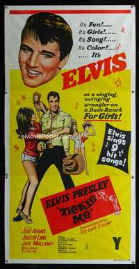 p210 TICKLE ME Aust three-sheet movie poster '65 Elvis Presley, Julie Adams