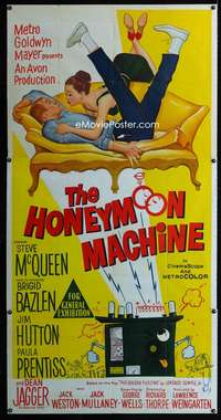 p204 HONEYMOON MACHINE Aust three-sheet movie poster '61 young Steve McQueen!