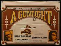 p144 GUNFIGHT British quad movie poster '71 Douglas vs Johnny Cash!