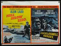 p146 HELL BELOW ZERO/COCKLESHELL HEROES British quad movie poster '56
