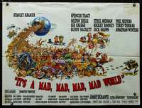p148 IT'S A MAD, MAD, MAD, MAD WORLD style B British quad '64 art of cast on Earth by Jack Davis!
