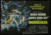 p157 MOONRAKER British quad movie poster '79 Moore as James Bond!