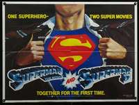 p173 SUPERMAN /SUPERMAN 2 British quad movie poster '81 Chris Reeve