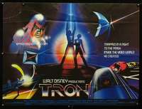p178 TRON British quad movie poster '82 Disney sci-fi, Jeff Bridges