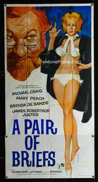 p193 PAIR OF BRIEFS English three-sheet movie poster '62 sexy Mary Peach!