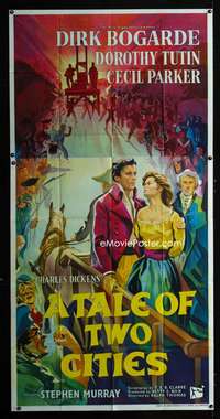 p198 TALE OF TWO CITIES English three-sheet movie poster '58 great artwork!