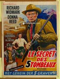 t533 BACKLASH Belgian movie poster '56 Richard Widmark, Donna Reed