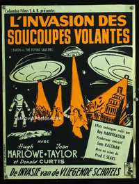 t551 EARTH VS THE FLYING SAUCERS Belgian movie poster '56 sci-fi!
