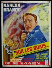 t580 ON THE WATERFRONT Belgian movie poster '54 Marlon Brando, Kazan