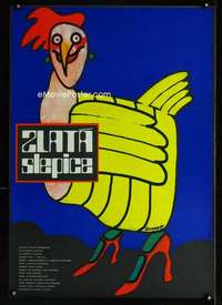 t239 ZLATA SLEPICE Czech 24x32 movie poster '80 Vaca chicken art!