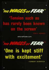 t041 WAGES OF FEAR English double crown movie poster '55 Clouzot