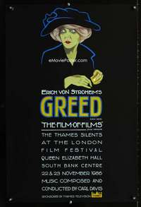 t030 GREED English double crown movie poster R86 Erich von Stroheim