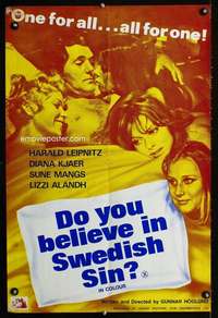 t021 DO YOU BELIEVE IN SWEDISH SIN English double crown movie poster '70