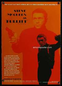 t015 BULLITT English commercial poster '05 great c/u of Steve McQueen, Peter Yates chase classic!