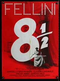 t305 8 1/2 French 23x31 movie poster R80s Federico Fellini classic!