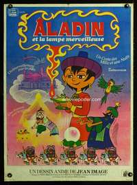 t308 ALADDIN & HIS MAGIC LAMP French 23x31 movie poster '75 cartoon!