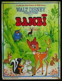 t243 BAMBI French 16x21 movie poster R70s Walt Disney cartoon classic!