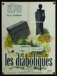 t323 DIABOLIQUE French 23x31 movie poster '55 Signoret, Clouzot