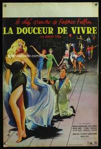 t271 LA DOLCE VITA French 16x24 movie poster '61 Fellini, sexy Ekberg!