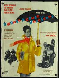 t313 BECAUSE BECAUSE OF A WOMAN French 24x31 movie poster '63 Siry art