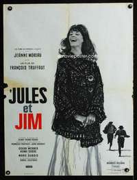t342 JULES & JIM French 24x32 movie poster '61 Jeanne Moreau, Truffaut