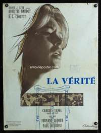 t345 LA VERITE French 23x31 movie poster '61 art of Brigitte Bardot!