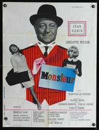 t357 MONSIEUR French 24x32 movie poster '64 Jean Gabin, Bourduge art!