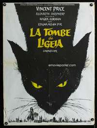 t384 TOMB OF LIGEIA French 23x32 movie poster '65 cool cat art!