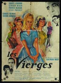 t392 VIRGINS French 23x31 movie poster '63 sexy O. Kley artwork!