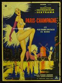 t364 PARIS-CHAMPAGNE French 23x31 movie poster '62 sexy Sinclair art!