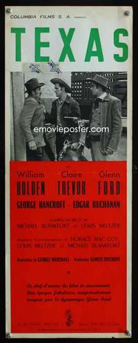 t293 TEXAS French 10x26 movie poster '41 William Holden, Glenn Ford
