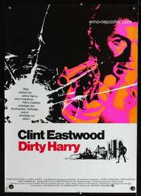 t417 DIRTY HARRY German R76 great c/u of Clint Eastwood pointing gun, Don Siegel crime classic!