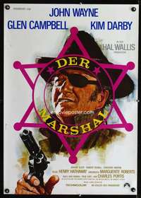 t450 TRUE GRIT German movie poster '69 cool Peltzer art of John Wayne