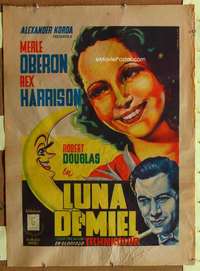 t099 OVER THE MOON Mexican movie poster '39 great Vargas art!