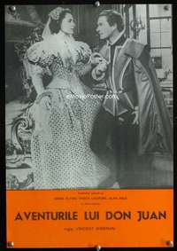 t154 ADVENTURES OF DON JUAN Romanian 13x19 movie poster '50s Flynn