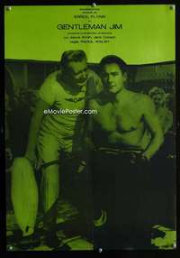 t161 GENTLEMAN JIM Romanian movie poster '50s Errol Flynn, boxing bio!
