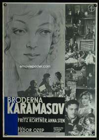 t137 BROTHERS KARAMAZOV Swedish movie poster '31 Anna Sten, Kortner