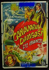 t119 DRUMS OF FU MANCHU Turkish movie poster '40 Sax Rohmer, serial