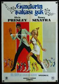 t124 SPEEDWAY Turkish movie poster '68 Elvis Presley, Nancy Sinatra