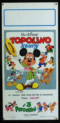 v366 MICKEY MOUSE STORY/3 LITTLE PIGS Italian locandina movie poster '70